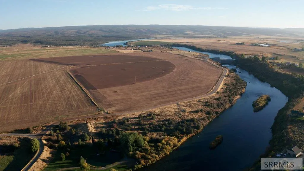 East Idaho farmland and river frontage seen from above